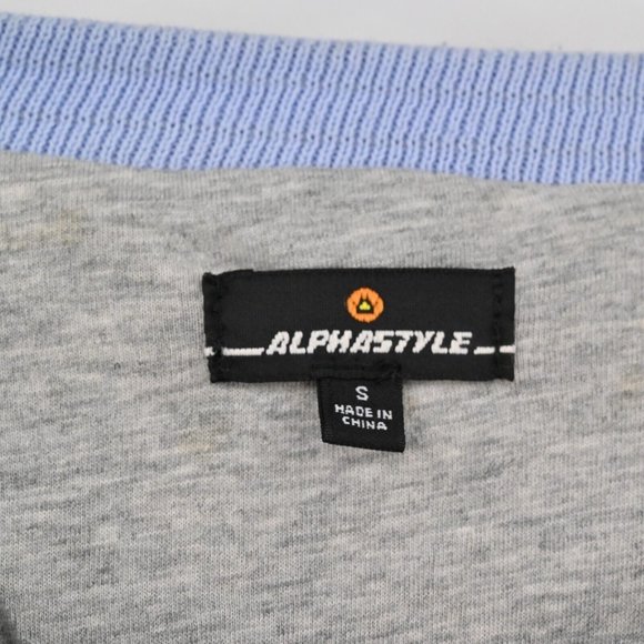 ALPHASTYLE Mens Tan Sherpa Pullover Sweatshirt Monogram Streetwear Size Small - Picture 4 of 10